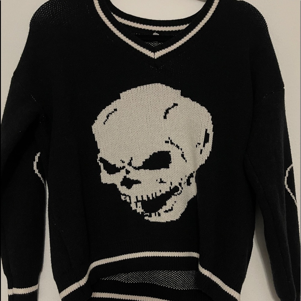 Skull Black Knit Sweater